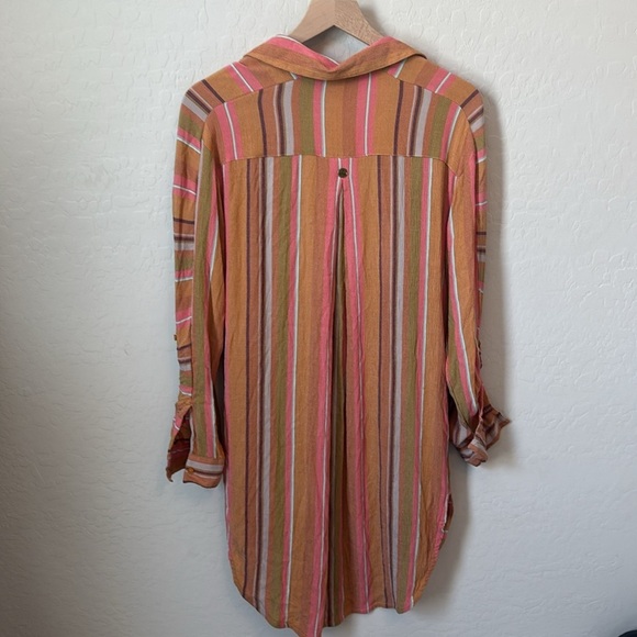 Prana Long Sleeve Tencel Scheena Tunic Shirt WR4 Cacti Soleil Stripe Small - Picture 8 of 10